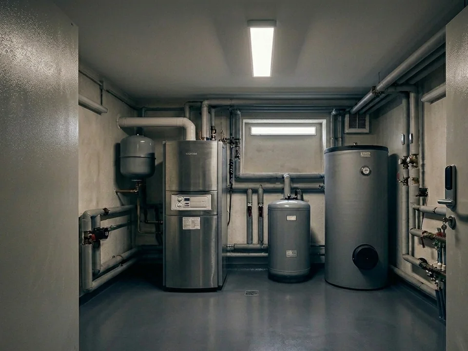 Neuer Technikraum mit moderner Heizungsanlage